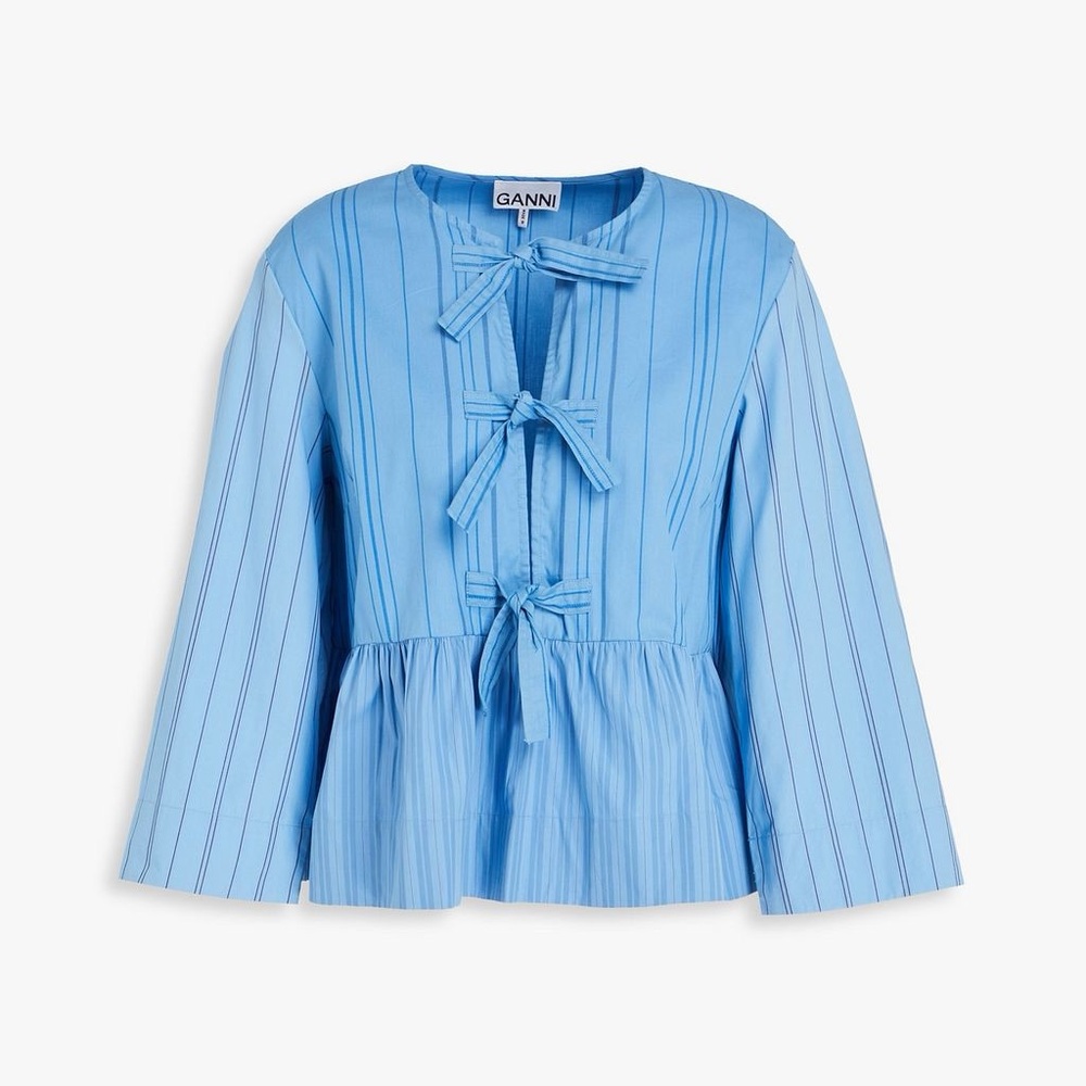 Ganni Bowtie Peplum Top